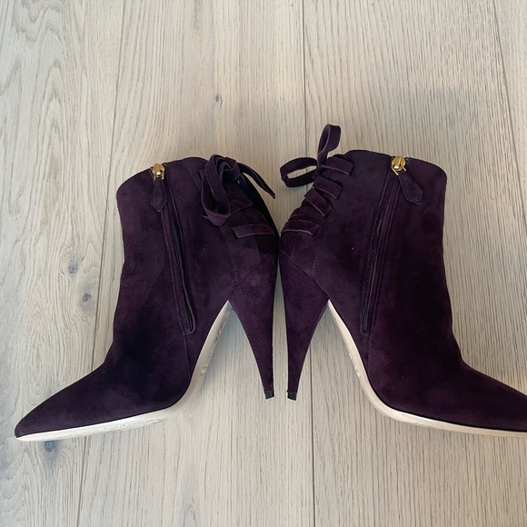 Rare find Miu Miu Suede Stiletto Bootie 7.5 dark purple - Picture 5 of 15
